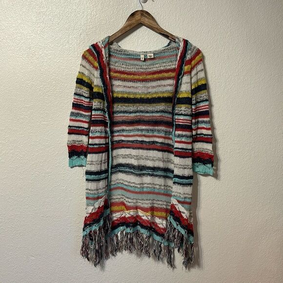 Anthropologie Moth Open Front Stripe Hooded Cardigan XS - Picture 1 of 5